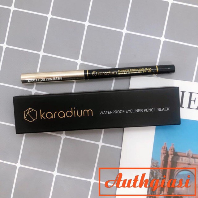 Chì kẻ mắt chống trôi Karadium Waterproof Eyeliner Pencil Black vỏ Đen