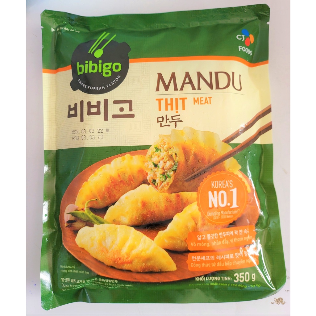 [Gói 350g] [NHÂN THỊT] BÁNH XẾP MANDU KIỂU HÀN QUỐC Bibigo [VN] CJ FOODS Dim Sum (nw0)