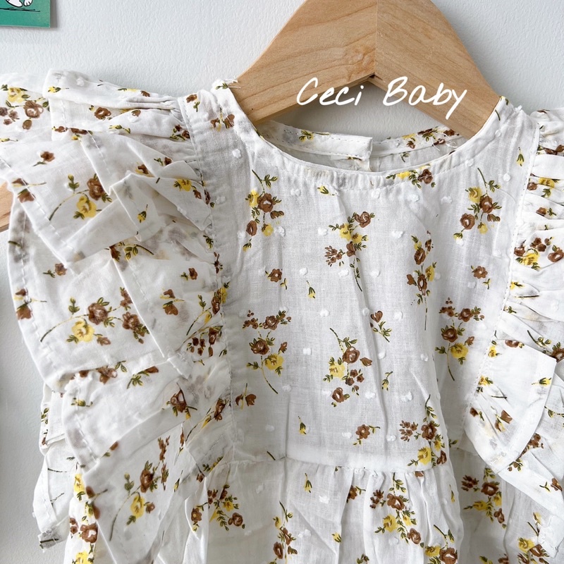 Body sơ sinh bé gái tay bồng hoa nhí và trắng kèm ảnh thật