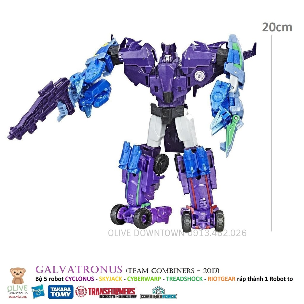 Set 5in1 💎 Bộ 5 robot ráp thành 1 robot lớn GALVATRONUS cao 20cm - Transformers Combiner Wars