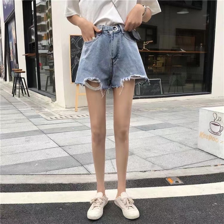 Quần Short Denim Cạp Cao Gợi Cảm Mùa Hè Hàn Quốc Mới Cho Nữ
