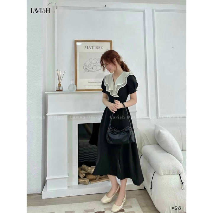 Đầm Nữ Dáng Dài Chất Cotton Lạnh Phối Tơ Gân Kèm Nút Bọc Sịn Sò Mặc Đẹp Tôn Dáng NEW UNISEX