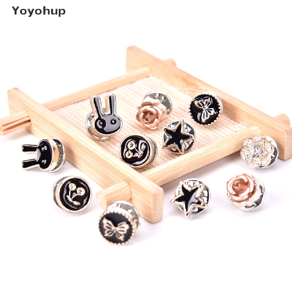 Bộ 10 ghim cài áo hình hoa đính ngọc trai mini xinh xắn