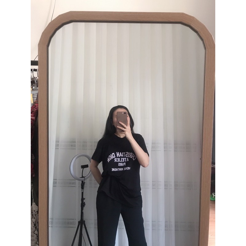 [HaoChin] Áo thun in chữ Basic trắng đen (link khách livestream)