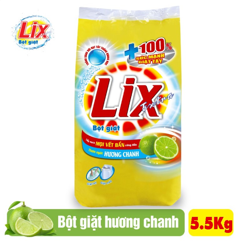 Bột giặt Lix Extra 5.5kg Hương Chanh