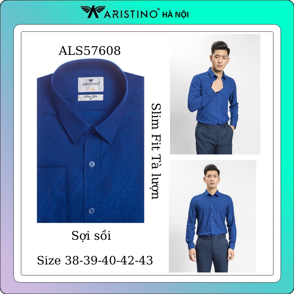 Áo sơ mi dài tay Aristino sợi sồi mềm mát from slim tà lượn ALS57608