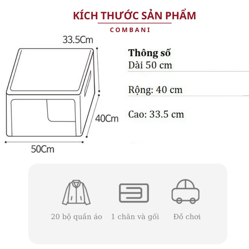 (Chọn mẫu) Hộp Vải Đựng Đồ Đa Năng Gấp Gọn - Túi Đựng Quần Áo Khung Thép COMBANI Cao Cấp