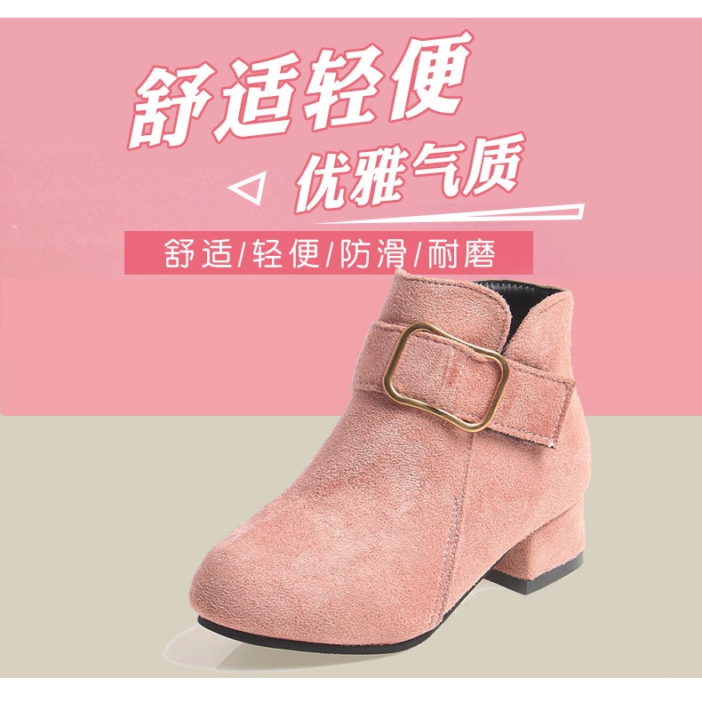 Giày bốt Martin cao gót kiểu Hàn Quốc thời trang mùa đông cho bé gái
