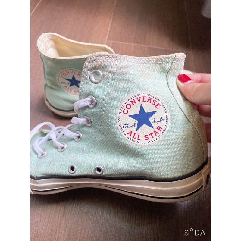 Pass lại giày converse xanh mint cổ cao