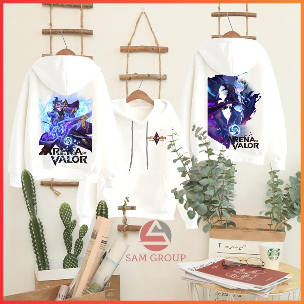 Áo khoác hoodie Liên Quân Mobile có mũ chất nỉ bông màu trắng cực đẹp cho bé *