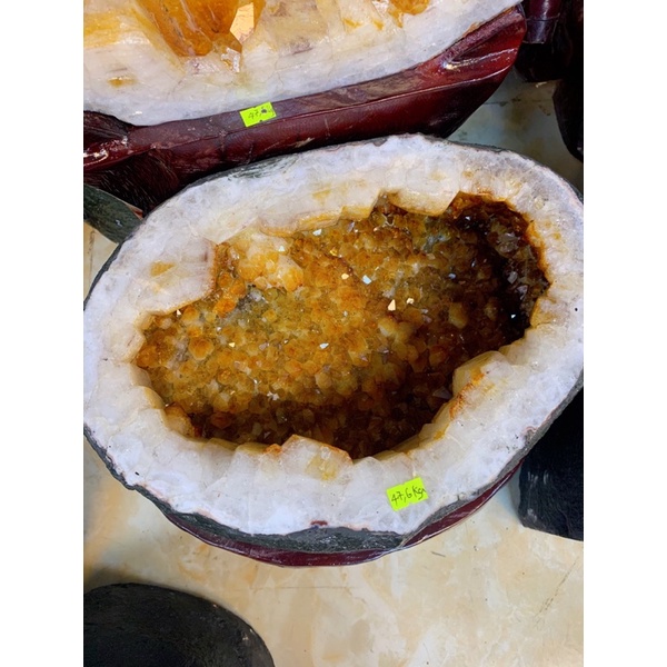 Hốc Đá Tinh Thể Vàng Phong Thuỷ, Bát Tụ Bảo Tinh Thể Vàng Phong Thuỷ