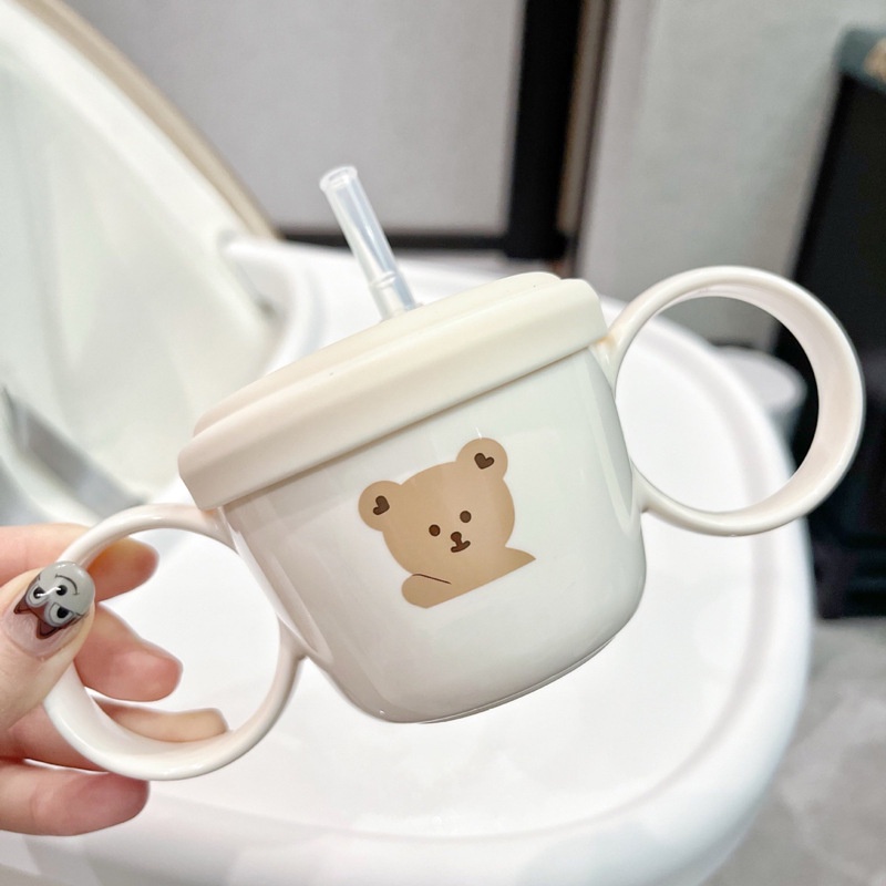 Bát Ăn Dặm Có Nắp Đậy Và Ống Hút Tiện Dụng Cho Trẻ Em