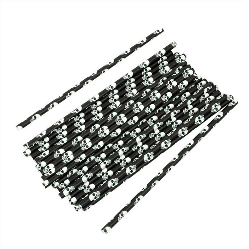 25 Ống hút giấy HOUSEEKER dùng một lần họa tiết Halloween độc đáo