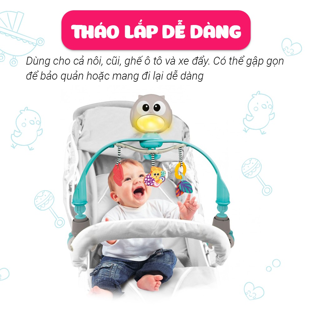 Đồ chơi treo nôi cũi, xe đẩy nhạc trắng ru ngủ, chiếu đèn cú mèo xinh xắn Winfun 0865 - kích thích phát triển thị giác