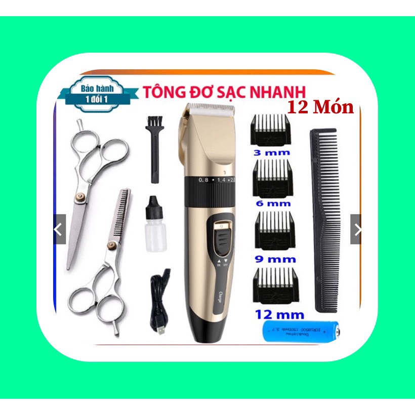 Tông Đơ Cắt Tóc - Đầu Sạc USB - Tặng Kèm 12 Món Phụ Kiện Bô Tông Đơ