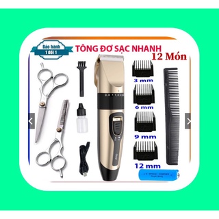 Tông Đơ Cắt Tóc - Đầu Sạc USB - Tặng 2 Kéo Kèm 9 Phụ Kiện-Áo Choàng.v.v xem video ạ
