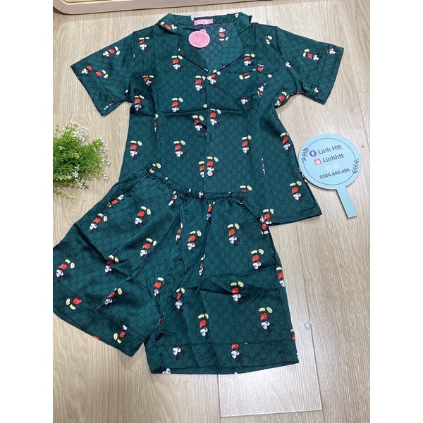 Bộ pyjama đùi lụa latin freesize có túi