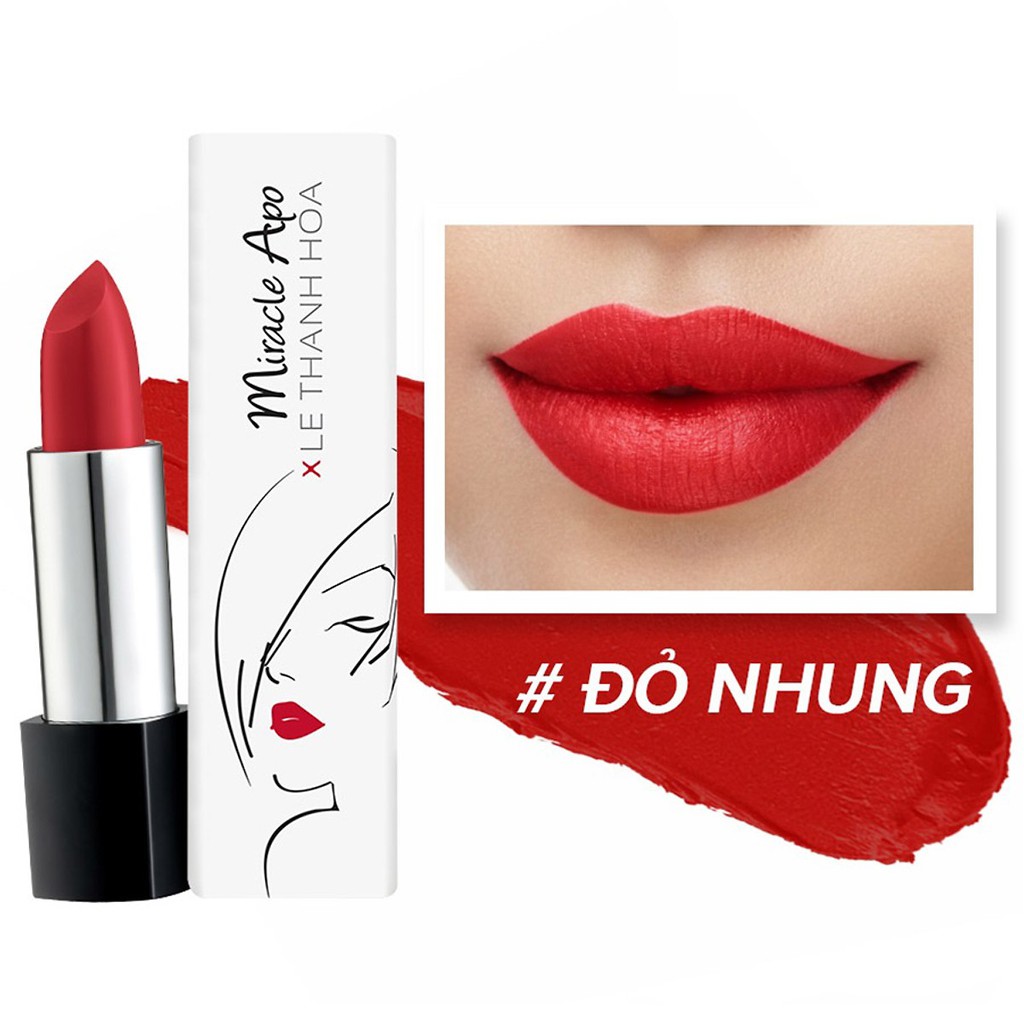 Son lì Miracle Apo Lipstick Matte x Lê Thanh Hòa Majestic - Đỏ nhung 4g