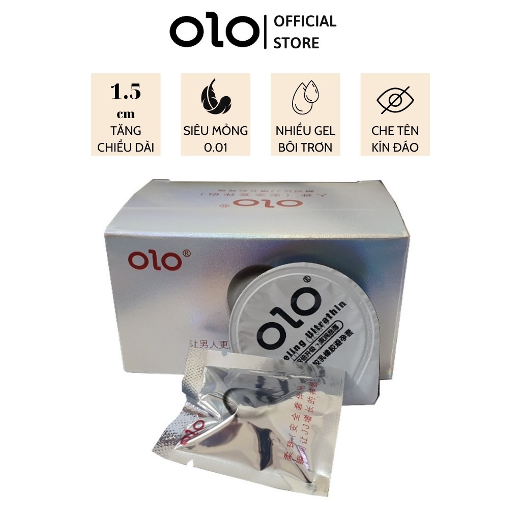 Bao cao su OZO 0.01 Trắng Soft Growth, mỏng, nhiều gel bôi trơn, tăng chiều dài 1,5cm - Hộp 05 bcs-olo store - HÀNG MỚI