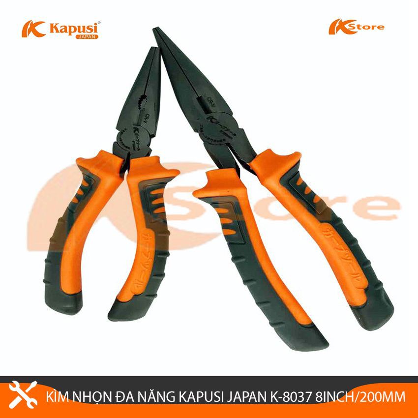 Kìm Nhọn Đa Năng Kapusi Japan 8inch/200mm Thép CRV Cao Cấp Siêu Bền, Kìm Cắt Dây Điện Kiểu Nhật