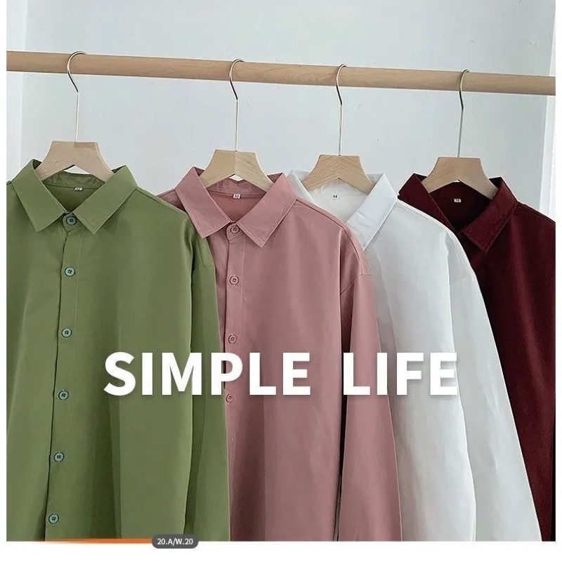 áo sơ mi dài tay dáng rộng phong cách học sinh nhiều mầu