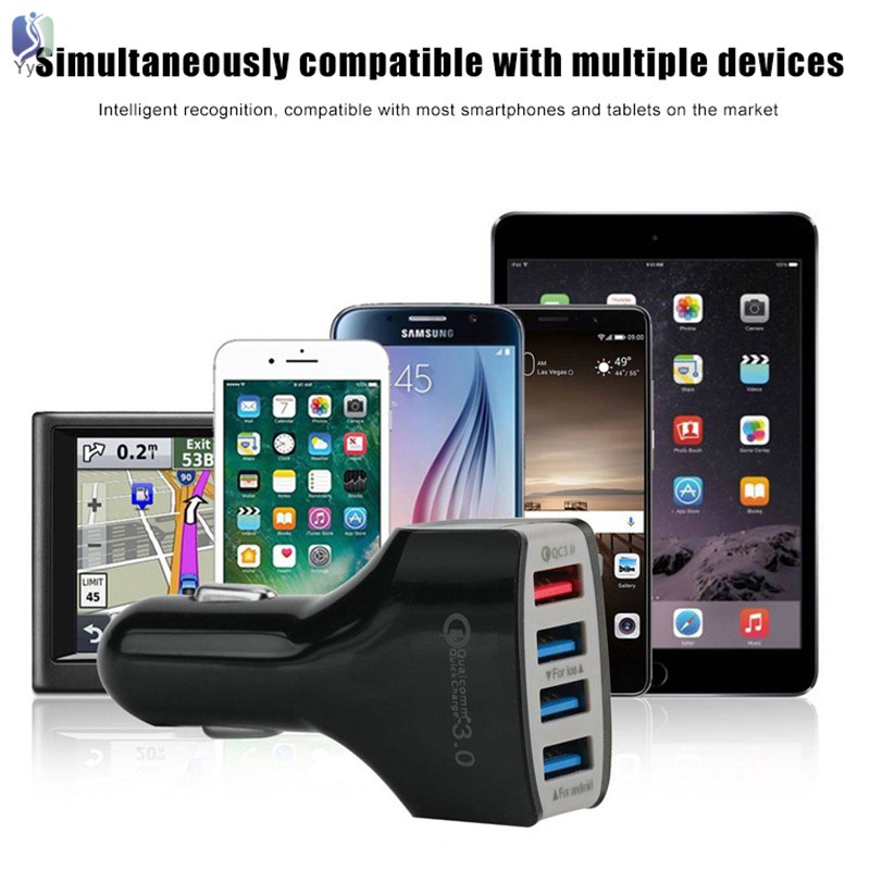 Yy Cell Phone Car Charger Quick Charge Power Adapters Multi USB Ports for Smartphone Car Accessories @VN