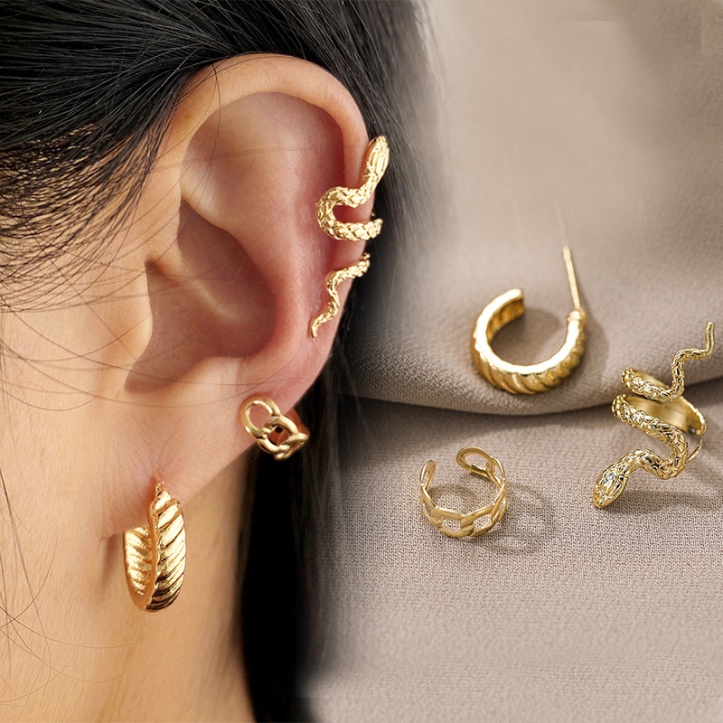 Set 3 Khuyên Tai Nữ Hình Con Rắn Thời Trang