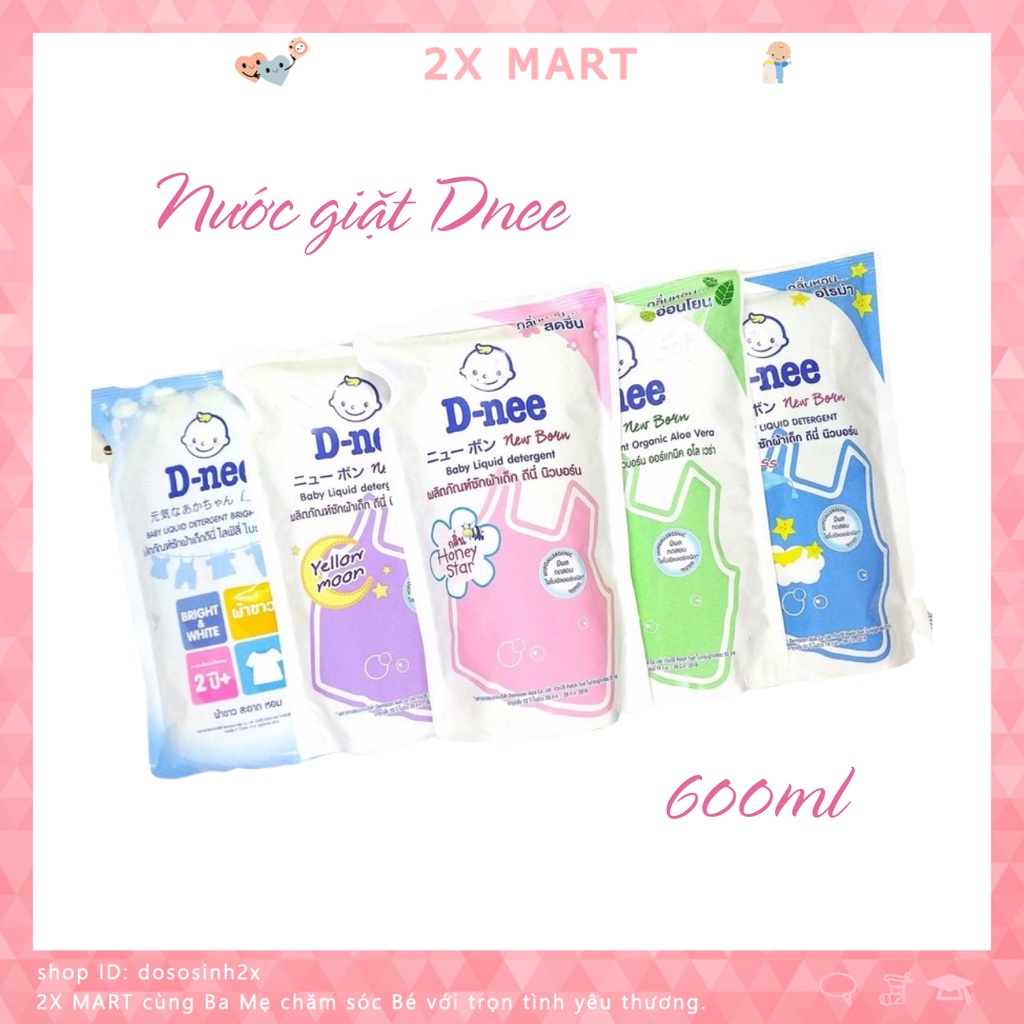 Nước Giặt Dnee Chính Hãng Thái Lan Cho Bé Sơ Sinh 2 Trong 1 Kiêm Xả Túi 600Ml D - Nee Mới 2X Mart