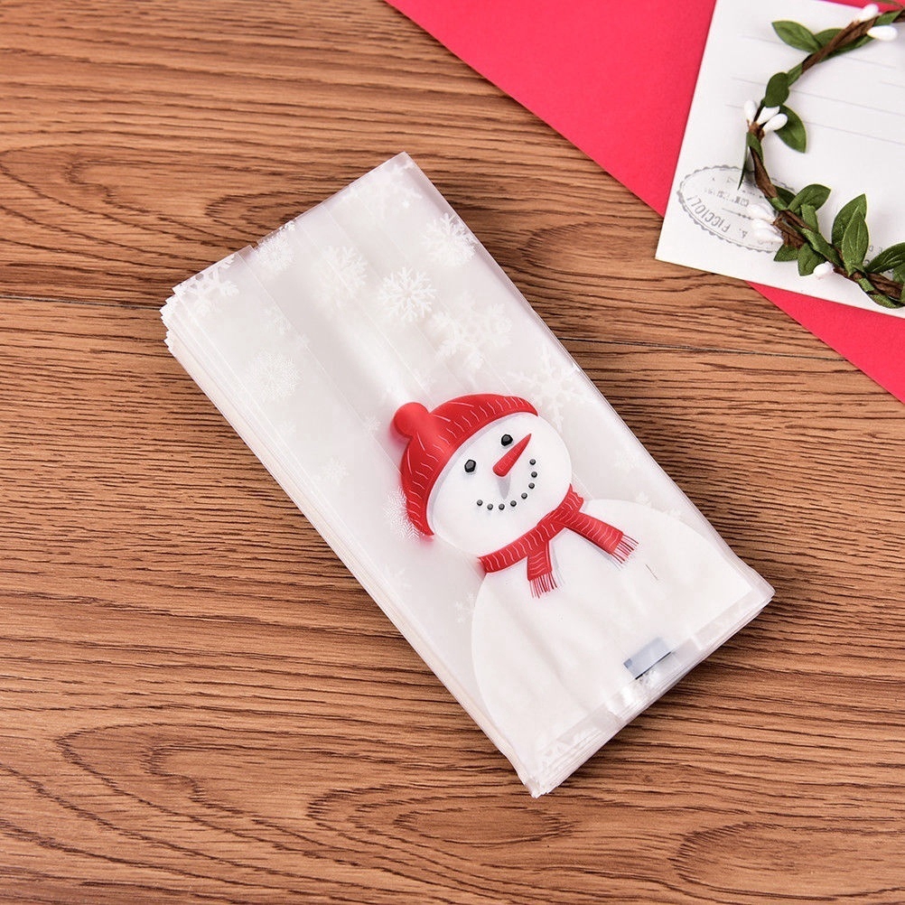 Set 50 túi nhựa đựng bánh quy họa tiết giáng sinh