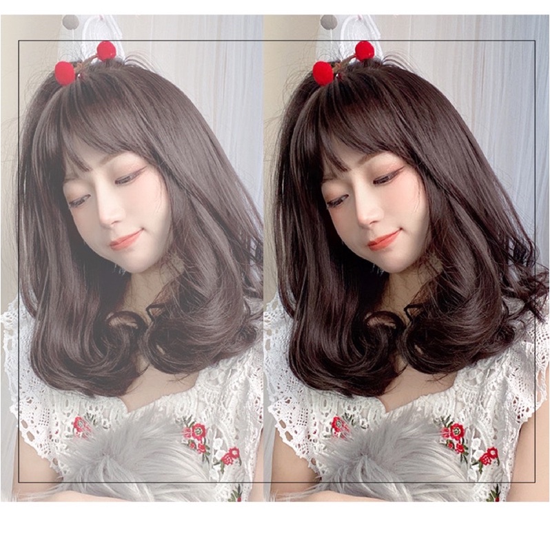 Tóc giả nguyên đầu xoăn phồng đuôi ngang vai 8161