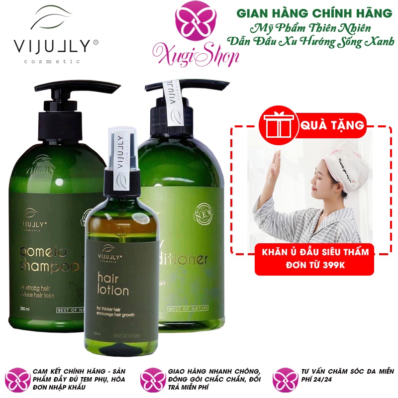 Bộ dầu gội dưỡng tóc, chăm sóc tóc cao cấp Vijully chính hãng, phục hồi tóc hư tổn, kích mọc, giảm rụng tóc