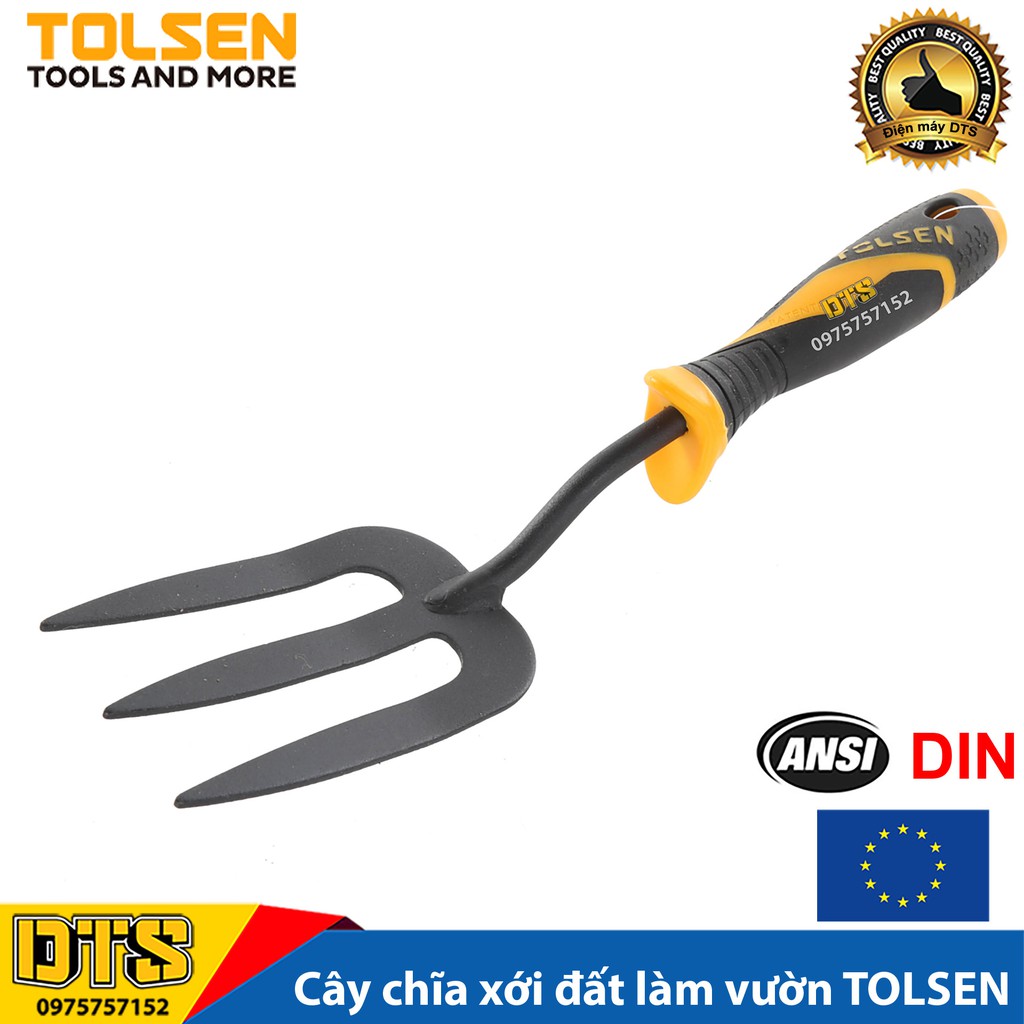 Chĩa xới đất trồng cây, làm vườn cao cáp TOLSEN 320mm, thép sơn tĩnh điện độ bền cao - Tiêu chuẩn xuất khẩu Châu Âu