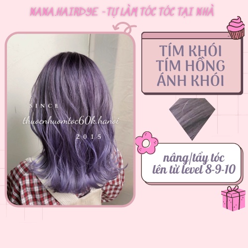 [TẨY MẠNH]Thuốc nhuộm tóc màu Tím Khói/Tím Khói Sữa/Tím Lavender kèm oxy trợ dưỡng găng tay