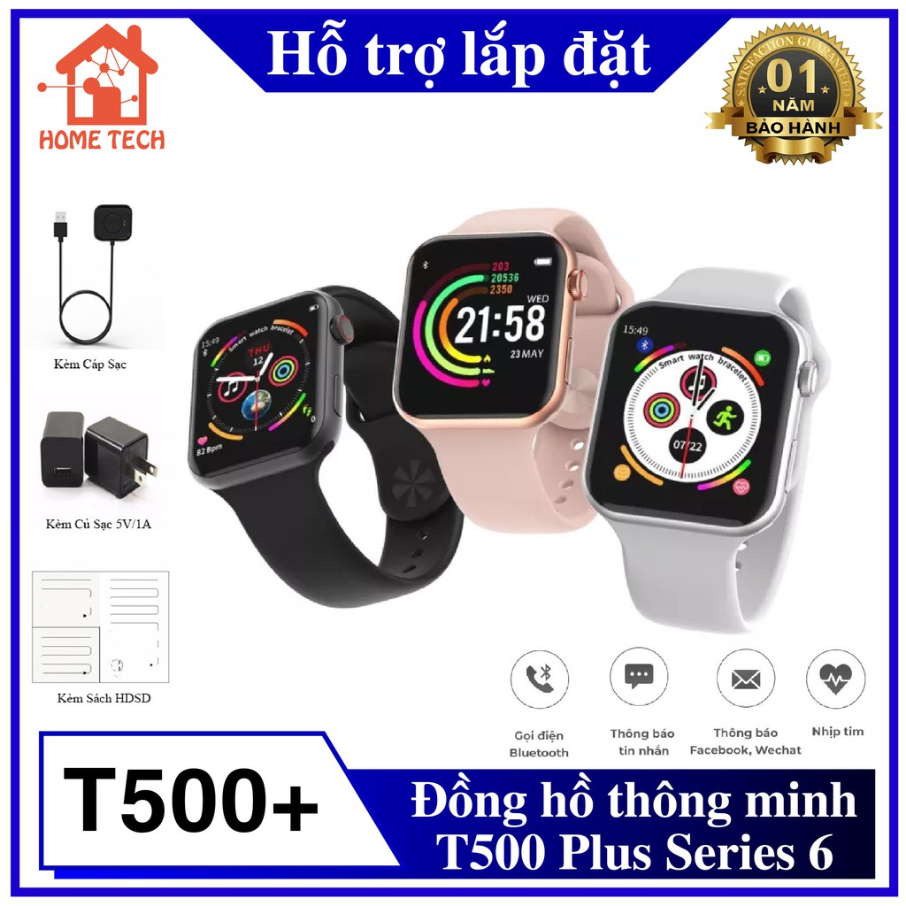 Đồng Hồ Thông Minh T500 Plus Series 6 - Bluetooth 5.0, màn hình tràn viền, đa chức năng