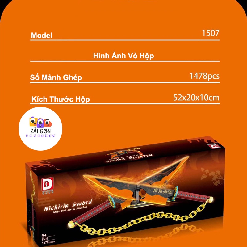 Đồ Chơi Lắp Ráp Kiểu LEGO Mô Hình Âm Trụ Uzui Tengen Trong Kimetsu no Yaiba DK1507 Với 1478 PCS