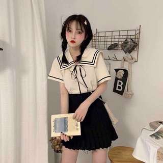 Áo sơ mi thủy thủ chất kate Nhật mềm mịn mát