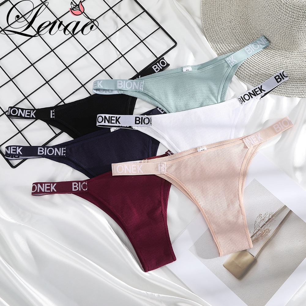 Quần lót LEVAO vải cotton lưng quần in chữ thời trang cho nữ