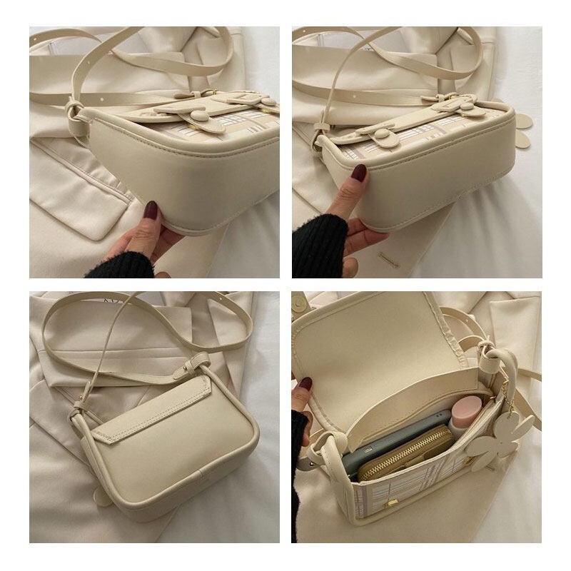 Túi đeo chéo YADOU da PU họa tiết sọc caro ngọt ngào dành cho nữ