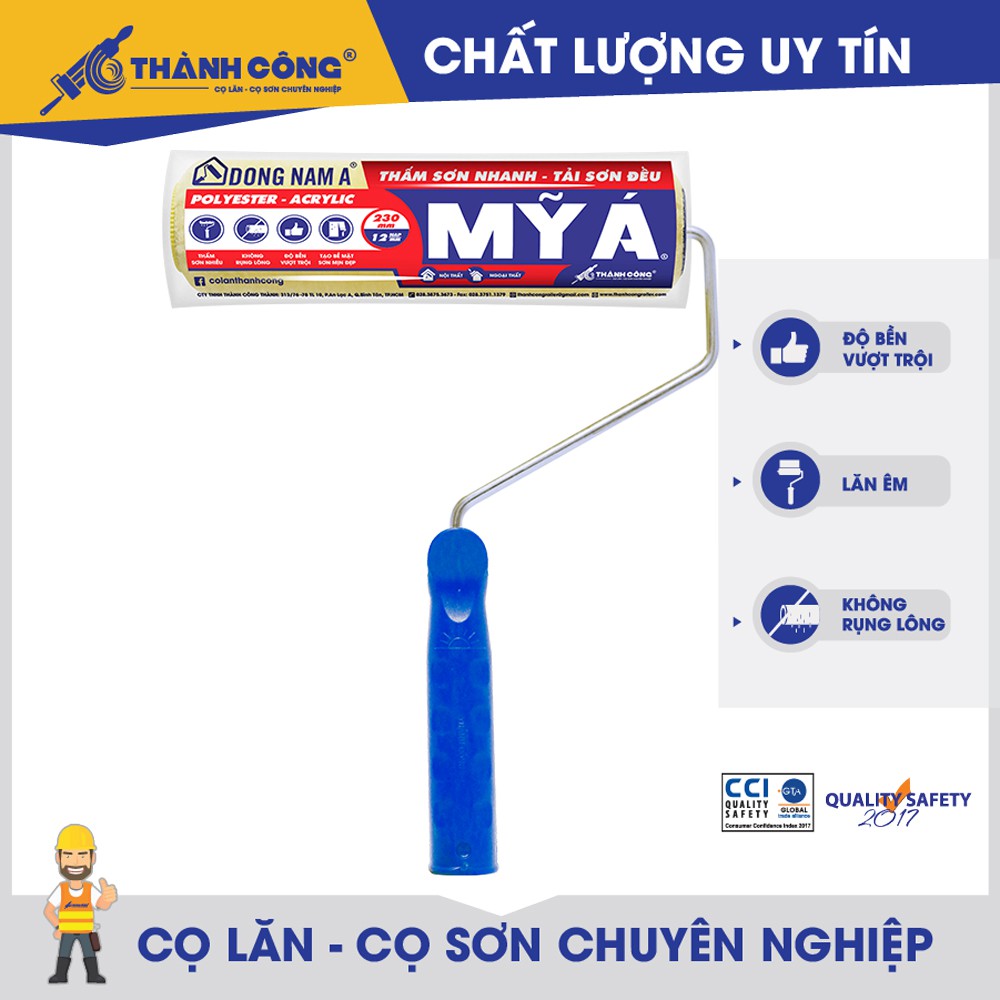 Cọ đa năng, con lăn sơn Mỹ Á, cây lăn sơn nhà cửa, rulo lăn sơn nước, thấm sơn tốt, tải sơn đều, dùng cho bề mặt phẳng