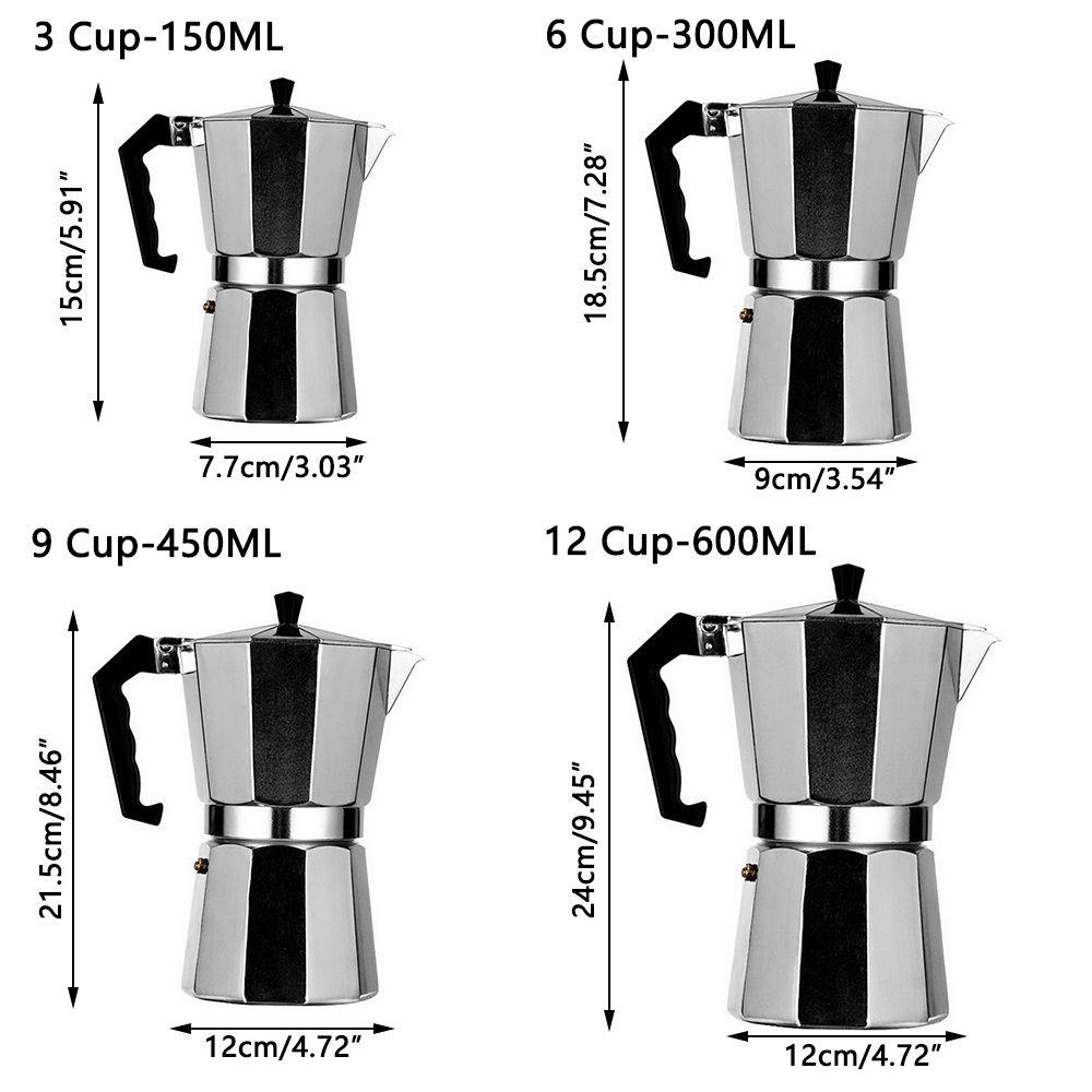 Máy Pha Cà Phê Espresso Bằng Nhôm 3 / 6 / 9 / 12Cup Dễ Làm Sạch Nhanh Tiện Dụng