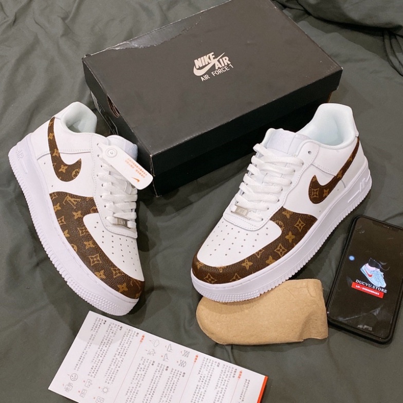 [Ả𝐧𝐡 +Video 𝐓𝐡ậ𝐭] Giày Air Force 1 Nam Nữ, Giày Sneaker AF1 Costom LV Nâu Trắng Thời Trang Cao Cấp Hottrend 2022 | WebRaoVat - webraovat.net.vn