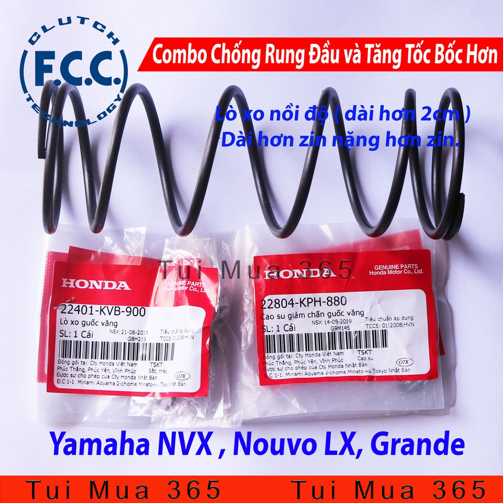 Combo lò xo nồi độ cho NVX, Nouvo LX, Grande, Tăng tốc mượt chống rung đầu xe