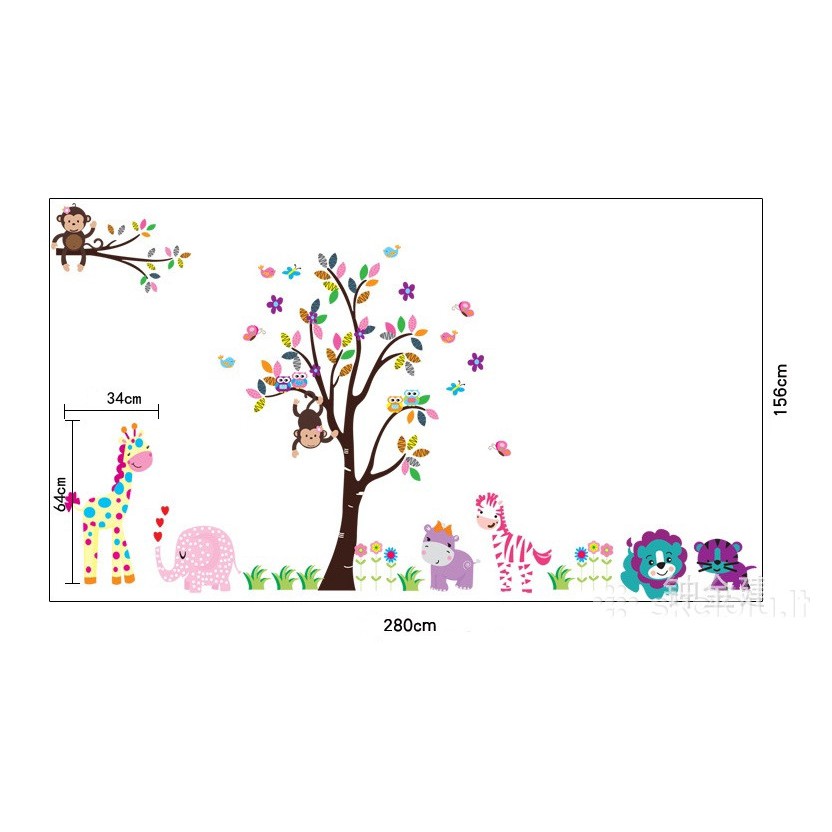 Decal dán tường Vườn thú đủ màu - MSP DB033 - PVC vinyl