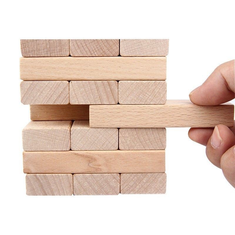 200 Thanh Gỗ Xếp hình + Rút gỗ + Domino - hàng KHÔNG CÓ LOGO, kích thước 7.5*2.5*1.5cm
