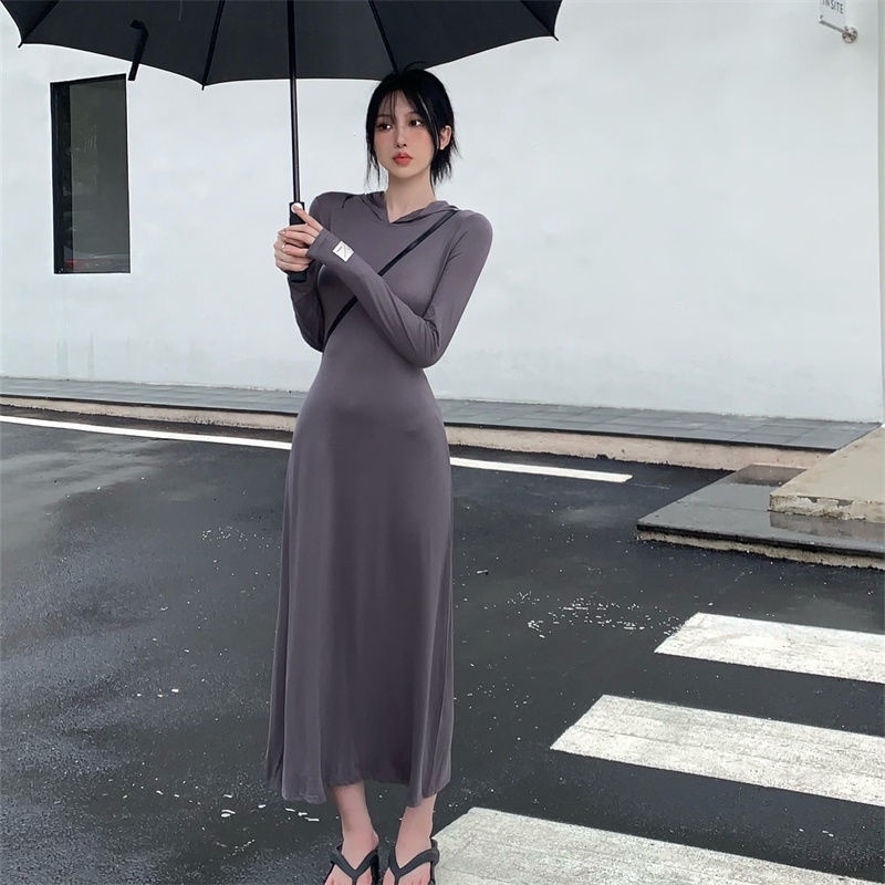 COZOK Váy Hoodie Tay Dài Form Ôm Kiểu Dáng Hợp Thời Trang