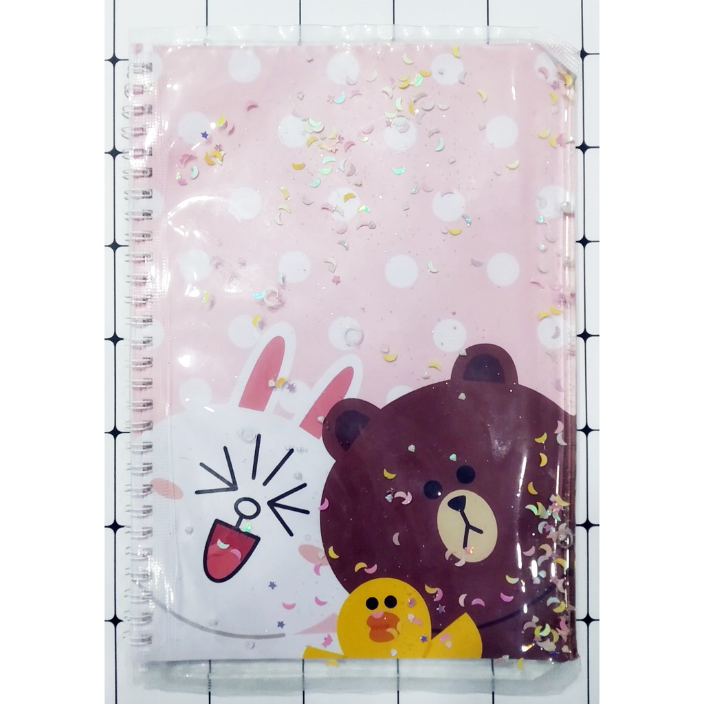 Sổ lò xo kim tuyến gấu brown thỏ cony SLK5 60 trang 17x25cm
