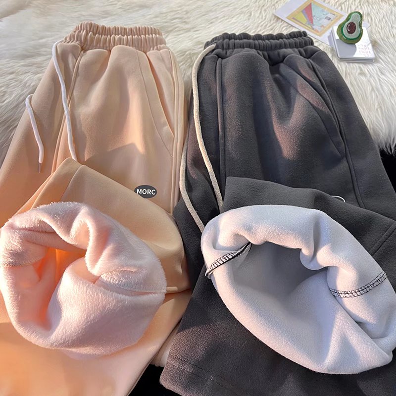 Quần Thể Thao Nhung Ống Rộng Phong Cách Hàn Quốc Cho Nam