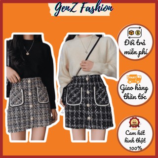 ⭕️ [CÓ HÌNH/VIDEO THẬT - HÀNG CAO CẤP] Chân Váy Dạ Hoạ Tiết Hàng Cao Cấp_Mã CD036_GenZ Fashion