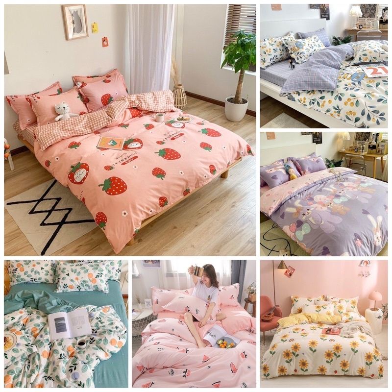 Bộ chăn ga gối 5 món, ga poly cotton xuongchieuninhbinh