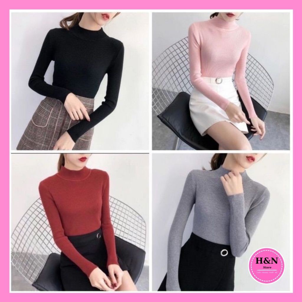 ÁO LEN NỮ THU ĐÔNG CỔ 3 PHÂN - HÀNG QUẢNG CHÂU, CHẤT ĐẸP, ĐỦ MÀU - H &amp; N Shop